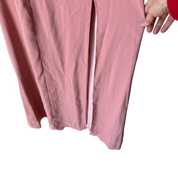 New York Dressy Group Diamond Cutout Back Trumpet Gown, Front Slit, Rose - Picture 9 of 16